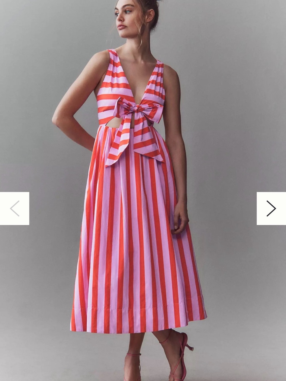 BHLDN L Madeline Sleeveless V-Neck Cutout A-Line Taffeta Midi Summer Event Dress